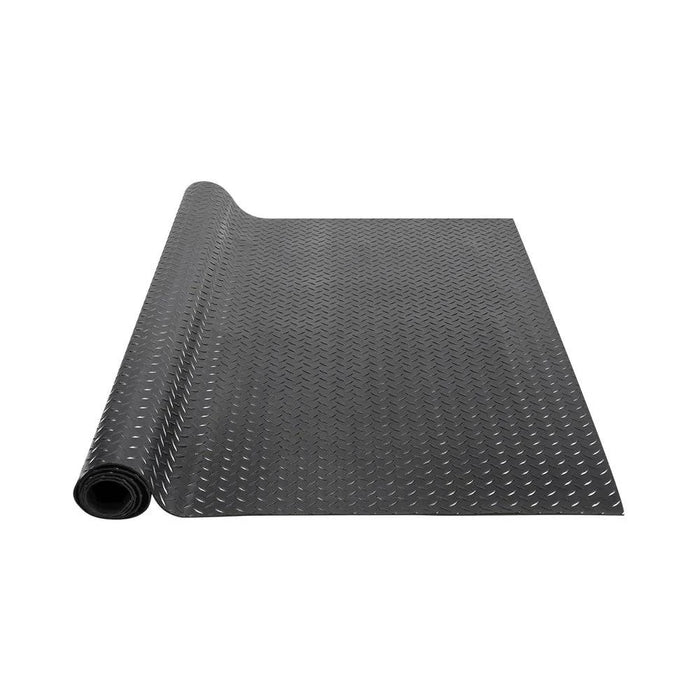 Black diamond-plate rubber flooring roll with durable SBR rubber material