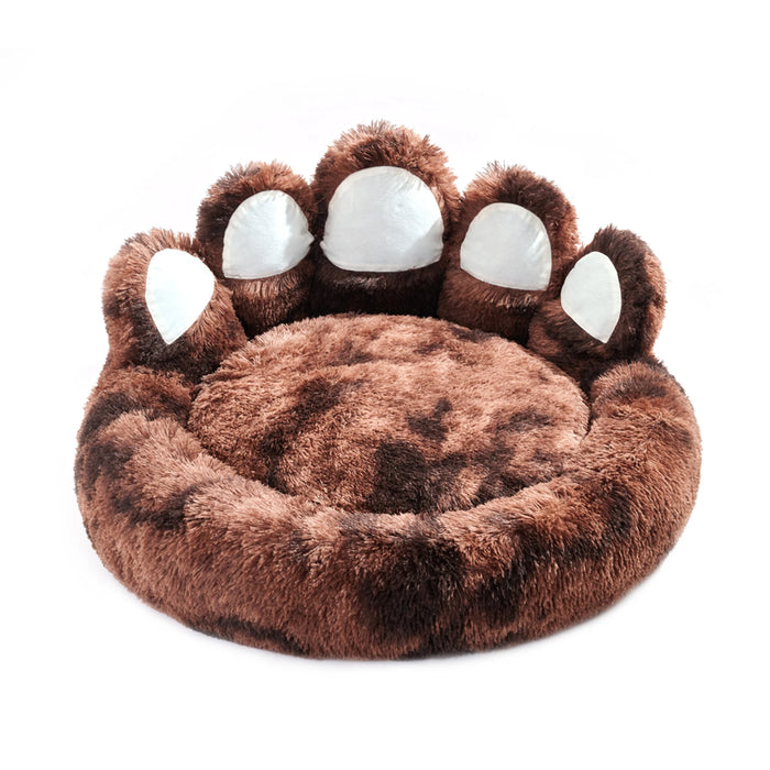 Soft and fluffy plush fabric paw-shaped pet bed for dogs