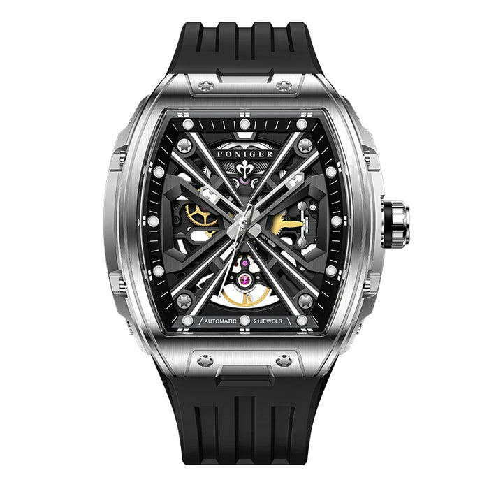 Stainless Steel Automatic Watch – Shockproof, Glow in Dark Black