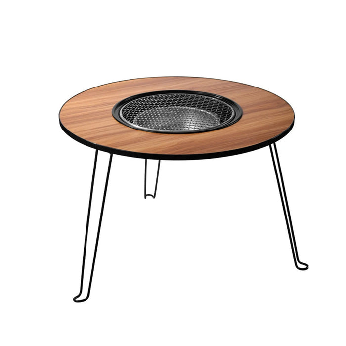 Dark Brown Foldable Fire Basin Table for Outdoor Use