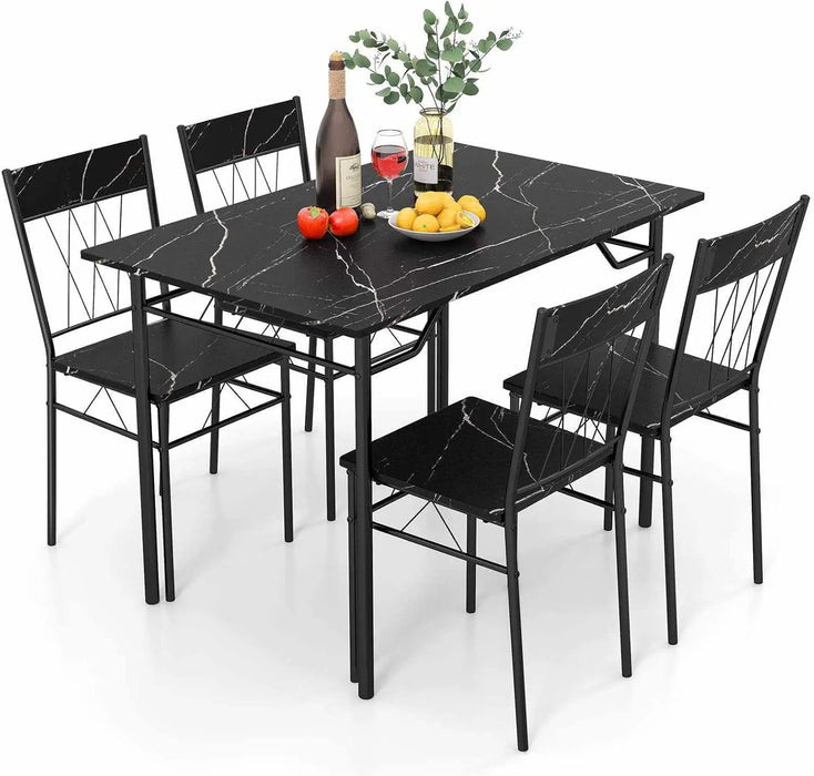 Modern 5-Piece Dining Set Space-Saving Table with 4 Storable Chairs, Sturdy & Easy to Maintain