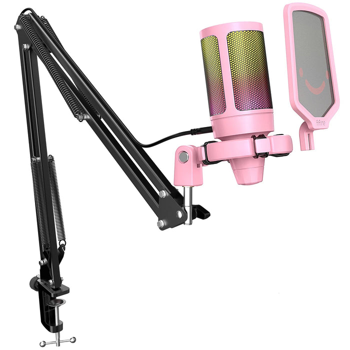 Streaming USB Condenser Mic Set with Boom Arm and RGB A6TP