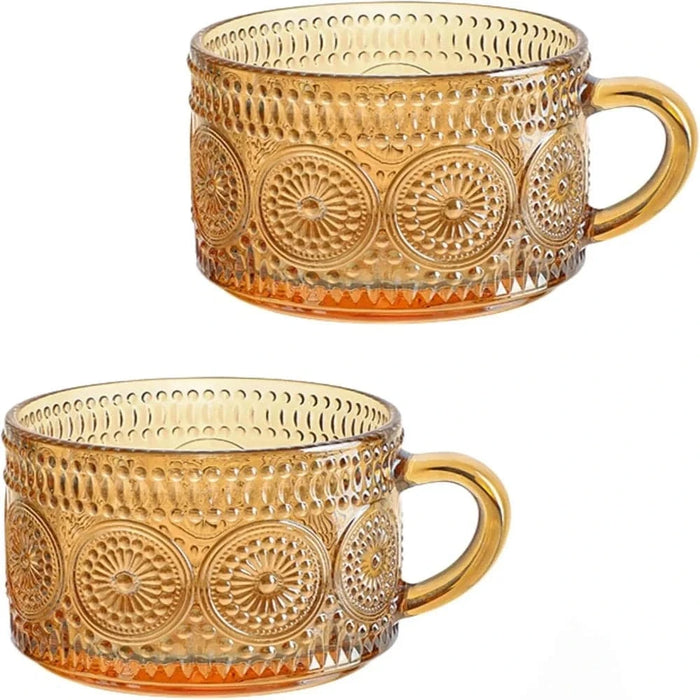 Elegant and Durable Vintage-Inspired Glass Mugs for Coffee