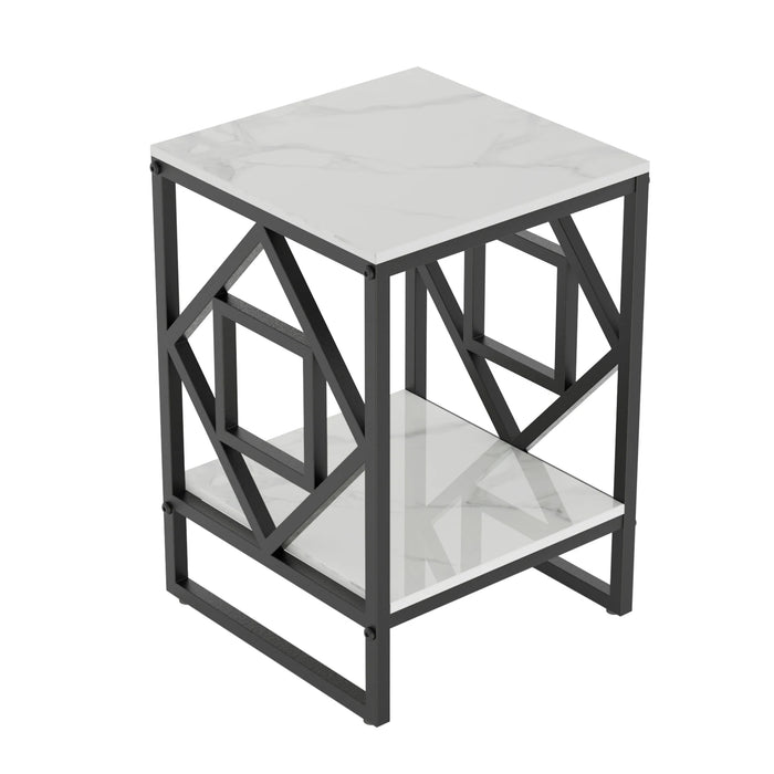 Modern White Marble Side Table 40x40x58cm for Living Room