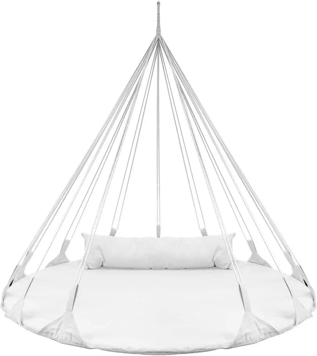 Double Hammock Saucer Swing with Pillow Sturdy Cotton Daybed Chair, 264lbs Load Capacity