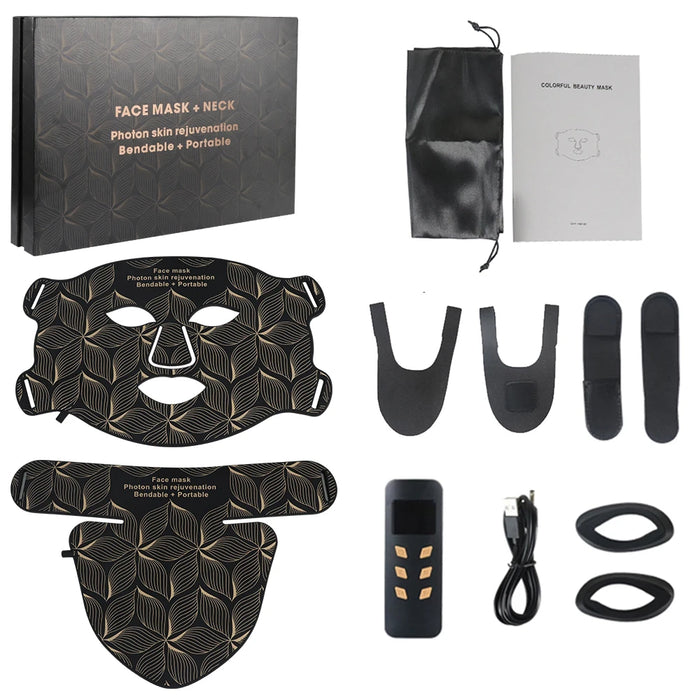 Brown LED face and neck mask set provides full-coverage light therapy