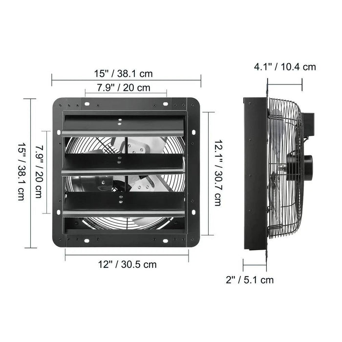 Shutter Exhaust Fan with Temp & Humidity Controller 30 cm Ventilation for Greenhouses Garages - FLUXA