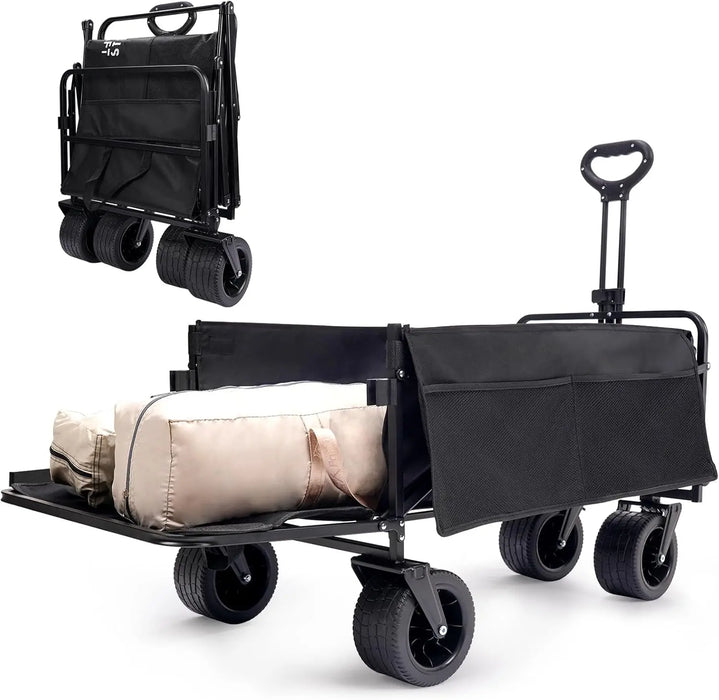 Heavy-Duty Foldable Utility Cart Adjustable Handle, All-Terrain PU Wheels, 250kg Load