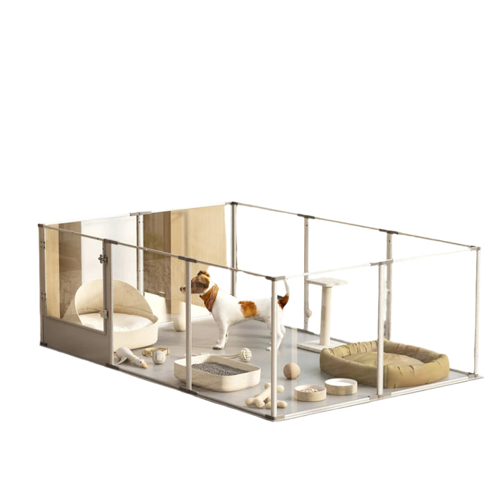 10-Panel Clear Acrylic Dog Playpen with Waterproof Pad