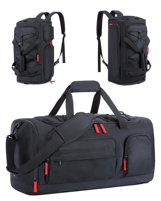 35L Gym Bag for Women & Men, Black, Sports Travel Duffel with Shoe & Laptop Compartment, Anti-Theft, Carry-On Weekender, Waterproof, Durable, Multi-Purpose