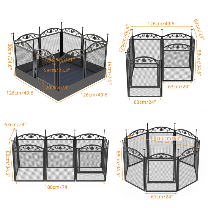 Black Metal Pet Fence – Indoor Outdoor 8-Panel Playpen