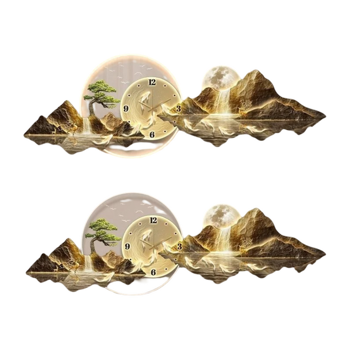 Remote Dimmable LED Wall Clock Art Decoration 120x40cm