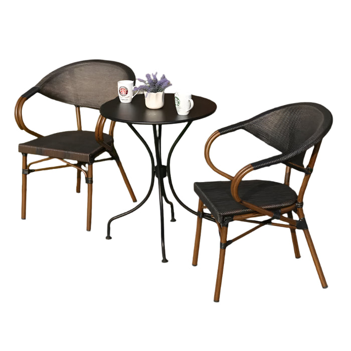 Modern Outdoor Garden Set 60cm Table + 2 Breathable Chairs