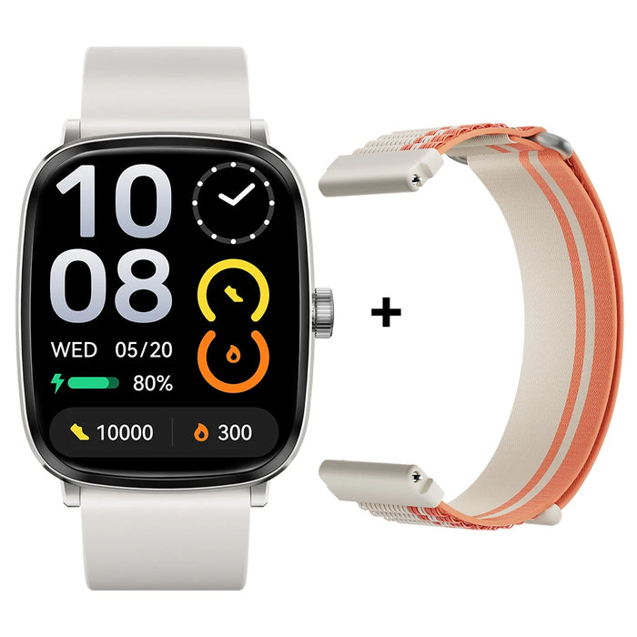 2.01” AMOLED Smartwatch – Bluetooth Call, Sport Mode, Voice Assistant, Silver Strap