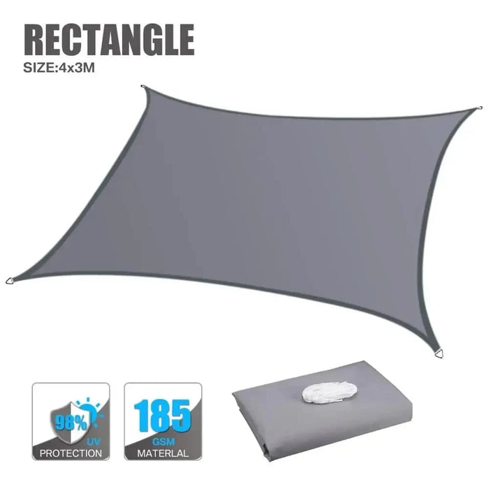 Water Resistant UV Proof Garden Shade Sail offering 4x3M rectangular coverage