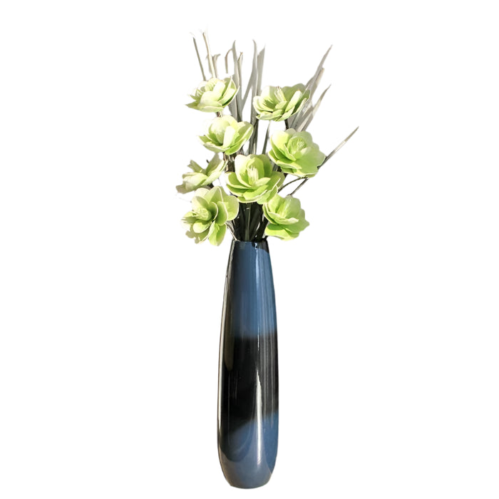Large Ceramic Floor-standing Vase with Flower-D, Blue Black Decorative Accent