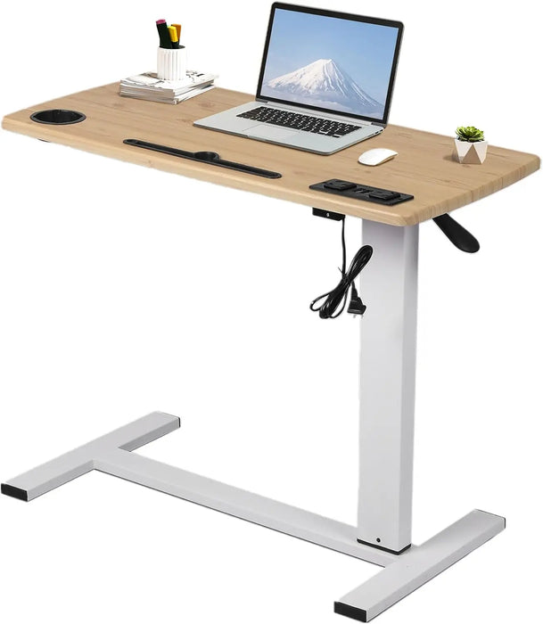 Portable Gas Lift Standing Desk Height Adjustable 65–93cm with USB Charging & Power Points
