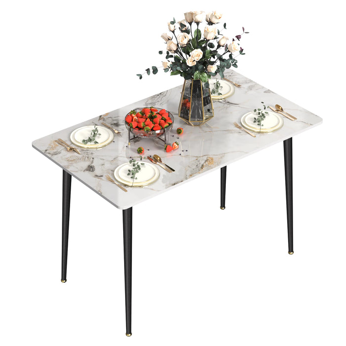 Glossy Jade Kitchen Table with Heat-Resistant Stone Top