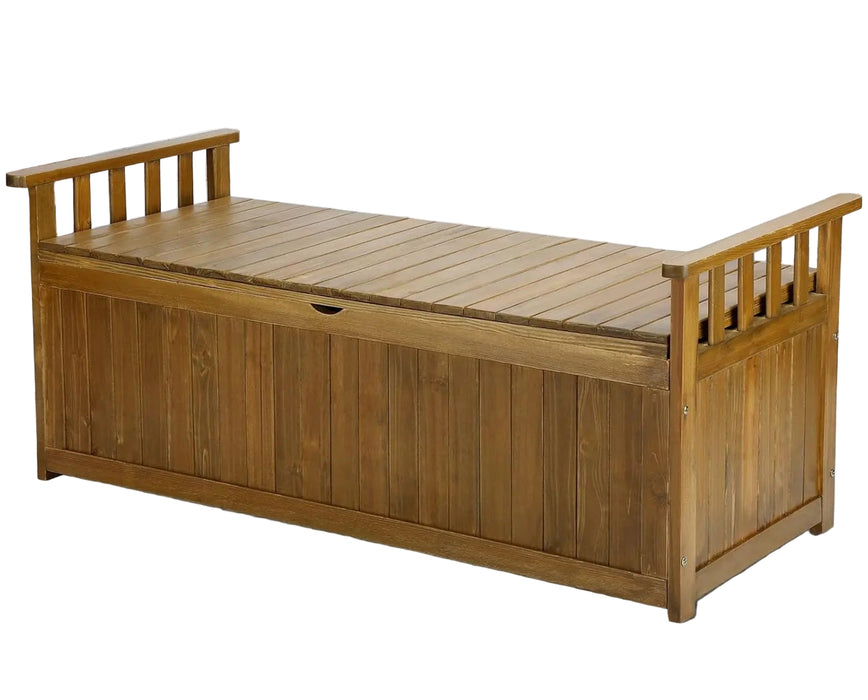 Wooden Outdoor Bench with Built-In Storage 220kg Weight Limit, Ideal for Patio or Balcony