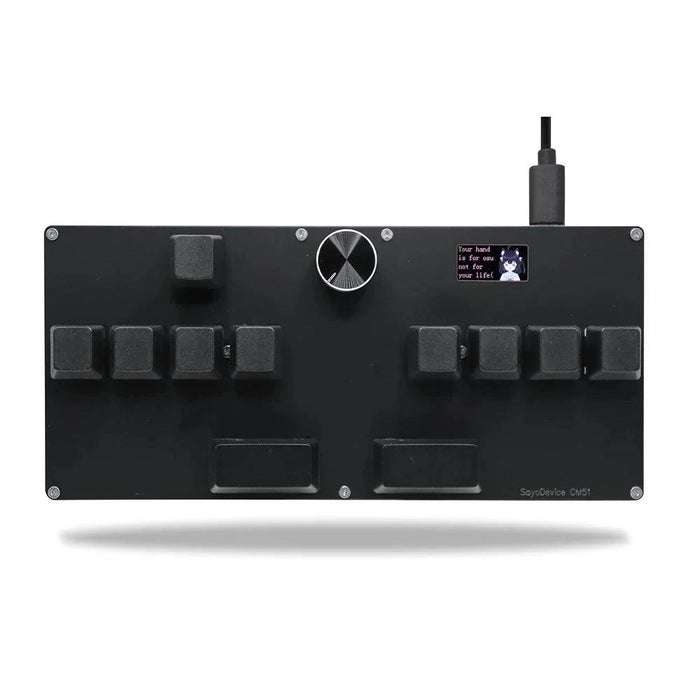 Mini keyboard in black with OUTEMU PINK axis body and USB Type-C cable