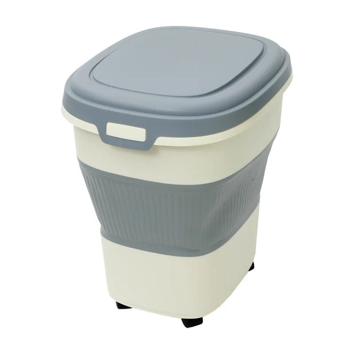 Foldable Pet Food Storage Pail Moisture-Proof Sealed Container for Cats & Dogs