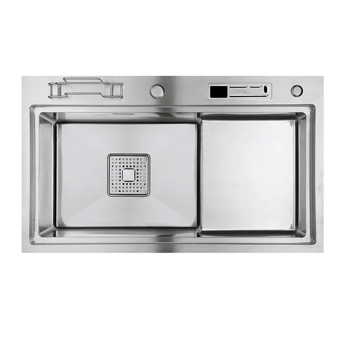 Multifunctional Stainless Steel Kitchen Sink with Faucet & Rack silver 78x46cm B