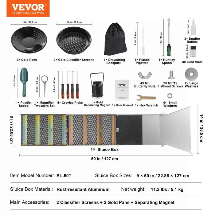 Comprehensive 23-piece set for all gold panning needs, suitable for beginners and experienced prospectors