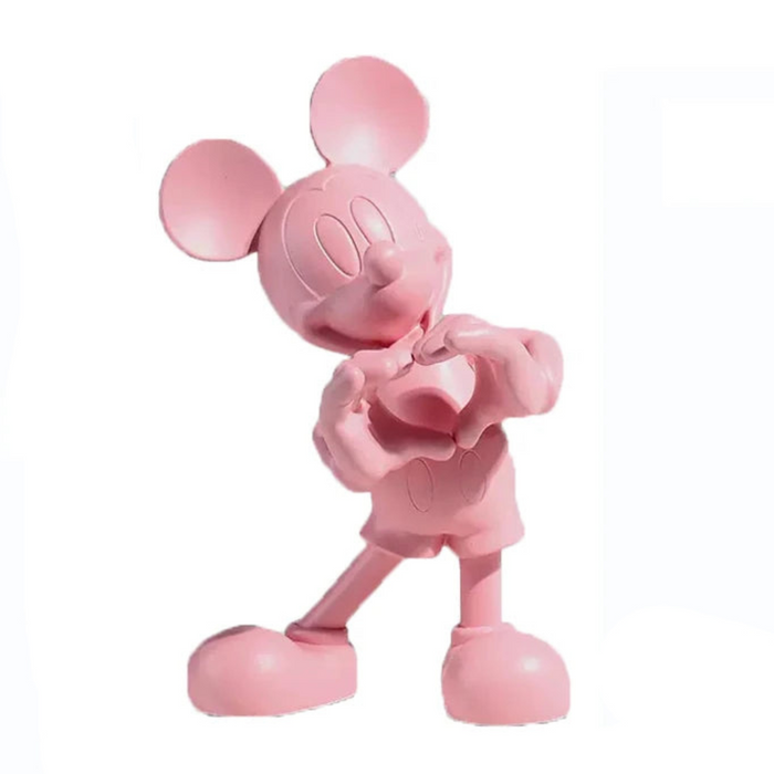 Pink Micky Mouse Cartoon Statue Resin Sculpture for Decor