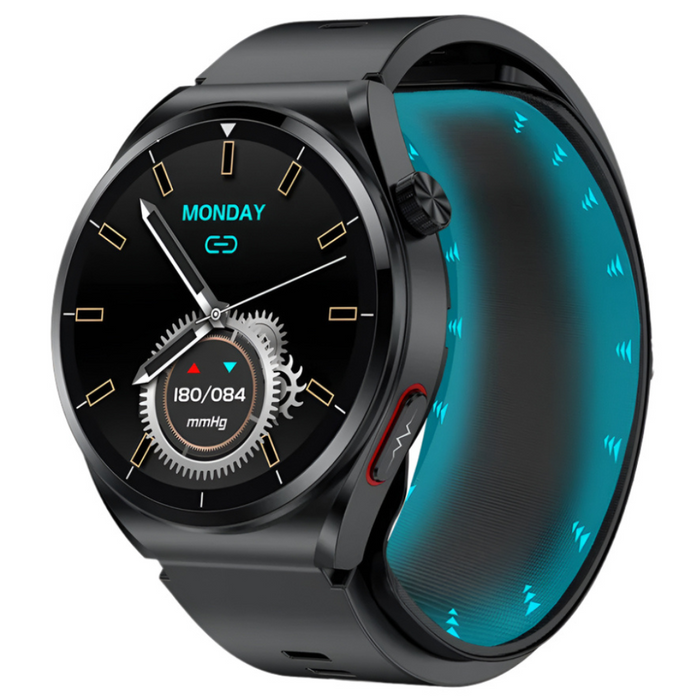 Black 1.39" HD Health Smart Watch with Air Pump BP Test & Sleep Tracker