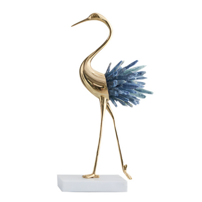 Brass Swan with Crystal Tail – Elegant Interior Decor Piece