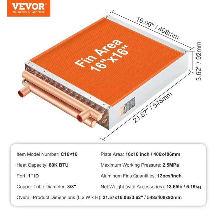 Efficient design incorporating aluminum fins and seamless copper tubes for superior heat transfer