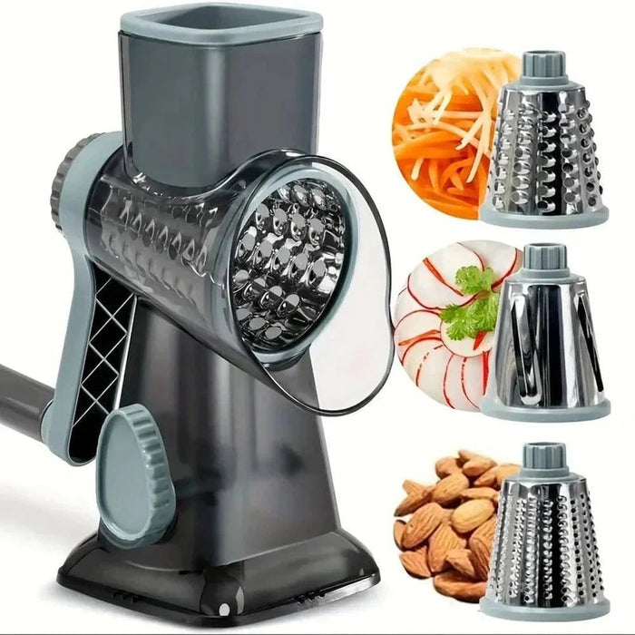 Rotary Manual Cheese Grater with 3 Interchangeable Blades for effortless grating