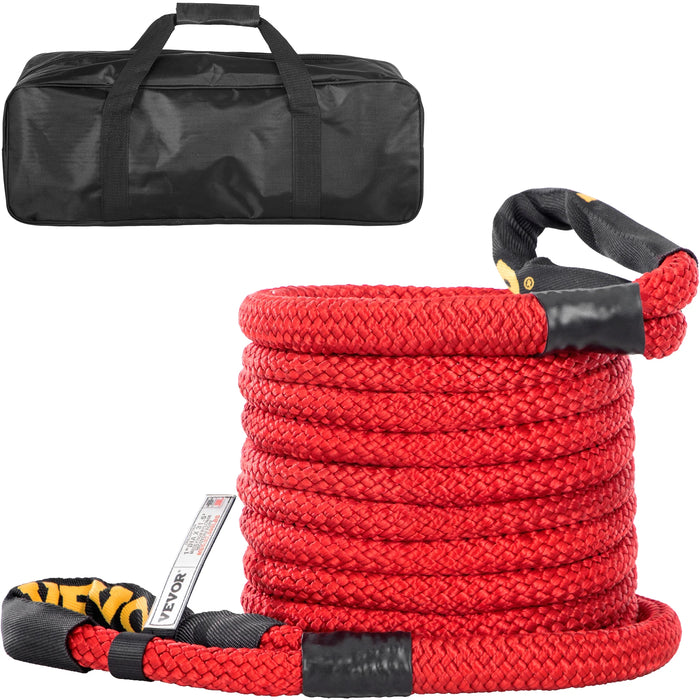 Heavy Duty Kinetic Recovery Tow Rope 15200kg Double Braided Nylon with Protective Sleeves - Black: Durable and strong tow rope for heavy-duty recovery operations
