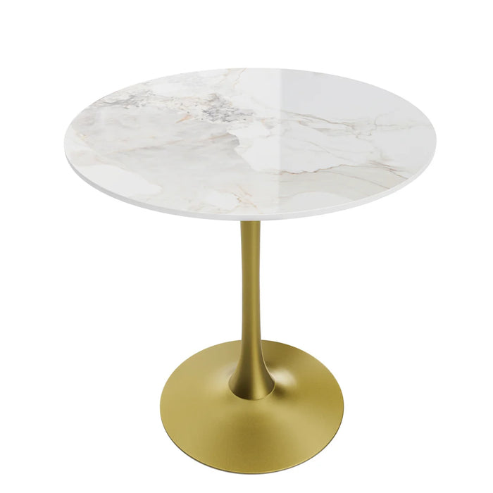 30 Round Bistro Table with Durable Metal Iron Frame and Sintered Stone Tabletop