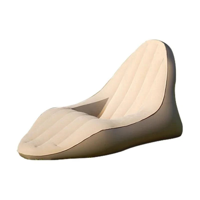 Inflatable PVC Foldable Lazy Sofa Chair with Quick Inflation - Sofa Bed, Deck Chair (Khaki) - Portable and comfortable foldable sofa bed for indoor and outdoor use