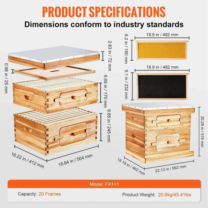 Transparent Acrylic Panels for Easy Observation of Bee Activity Bee Hive Deep Box Starter Kit