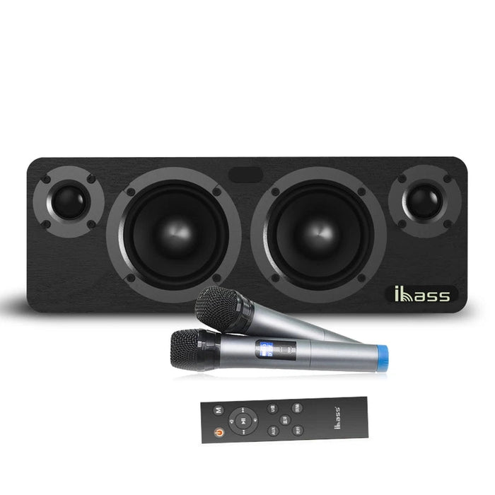 black Bluetooth 5.0 Wooden Speaker System with AUX & USB Input