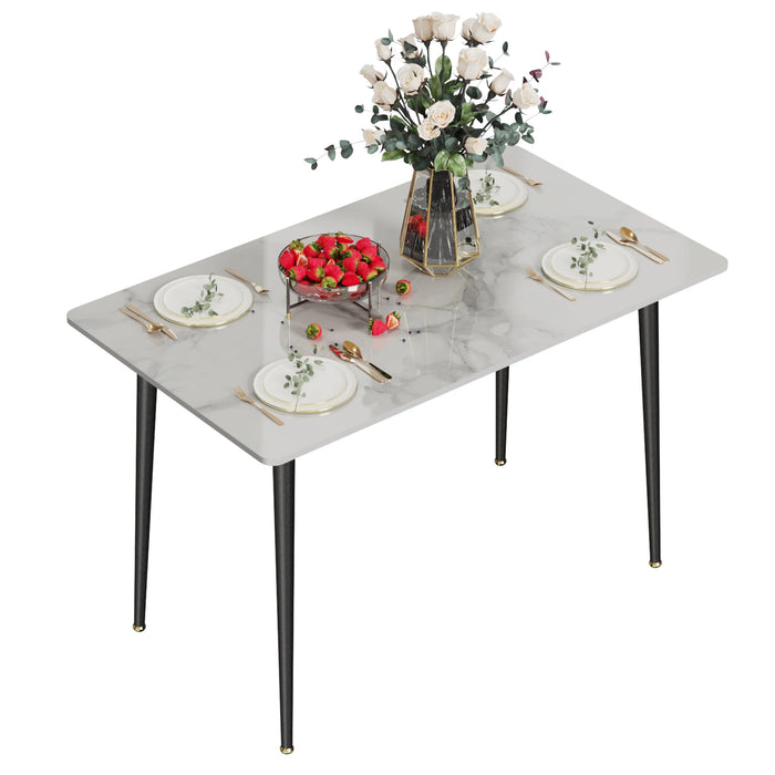 Glossy White Kitchen Table with Scratch-Resistant Surface