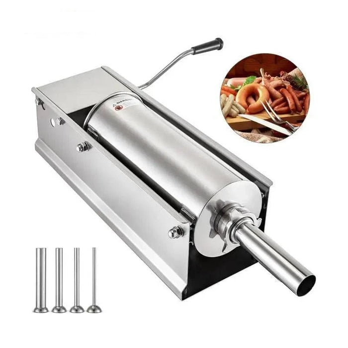 Horizontal Stainless Steel Sausage Stuffer with 7L Capacity for Home & Commercial Use