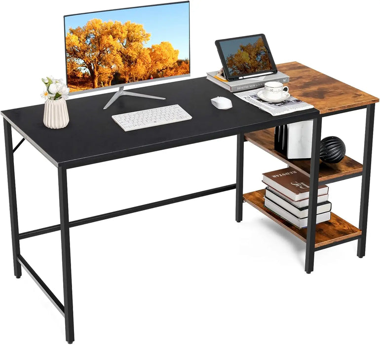 Home Office Desk with 2 Storage Shelves Spacious Workstation for Computer, Laptop & Study Use
