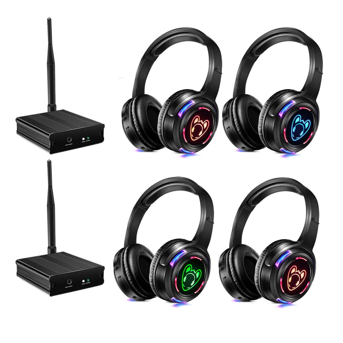 Wireless Silent Disco Headphone Set with 3 Channels