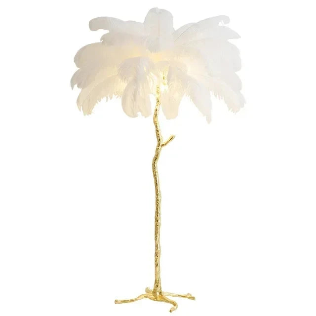 Resin Base Feather Floor Lamp for Living Room Decor
