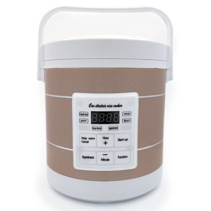1.6L Travel Rice Cooker 12V/24V/220V Multi-Power, Champagne