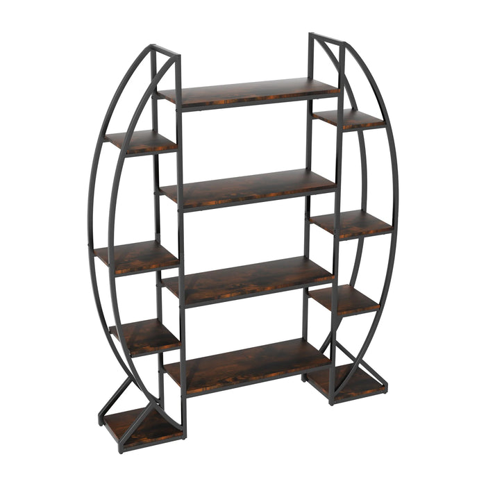 Half-Moon Storage Display Stand with 5-Tier Design for Plant and Book Display