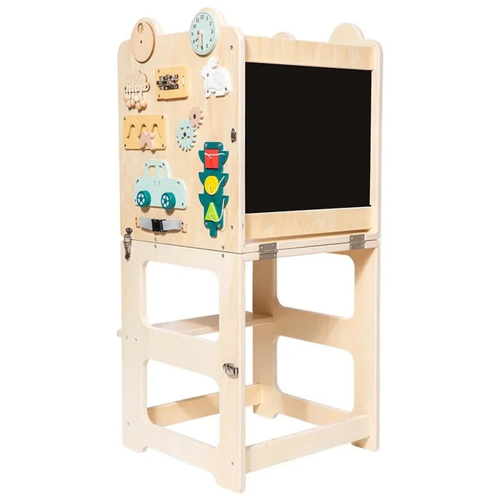 Wooden Frog Study Chair for Kids with Blackboard and Footrest