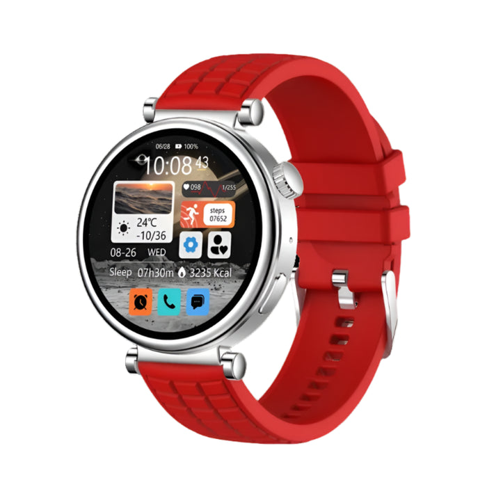 Smart Fitness Watch for Women with AMOLED Display & Bluetooth Calling Red