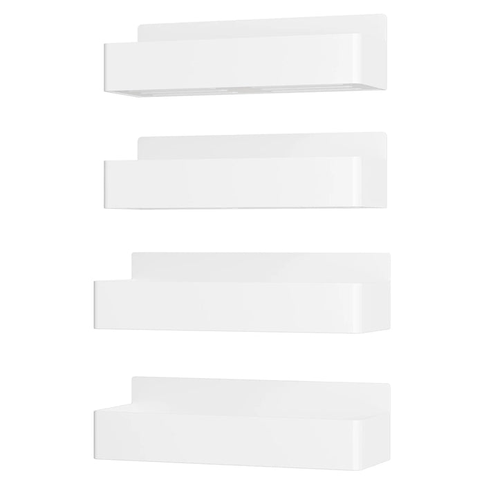 4PCS Magnetic Kitchen Shelves White Plastic Spice Rack Organizer for Easy Organization