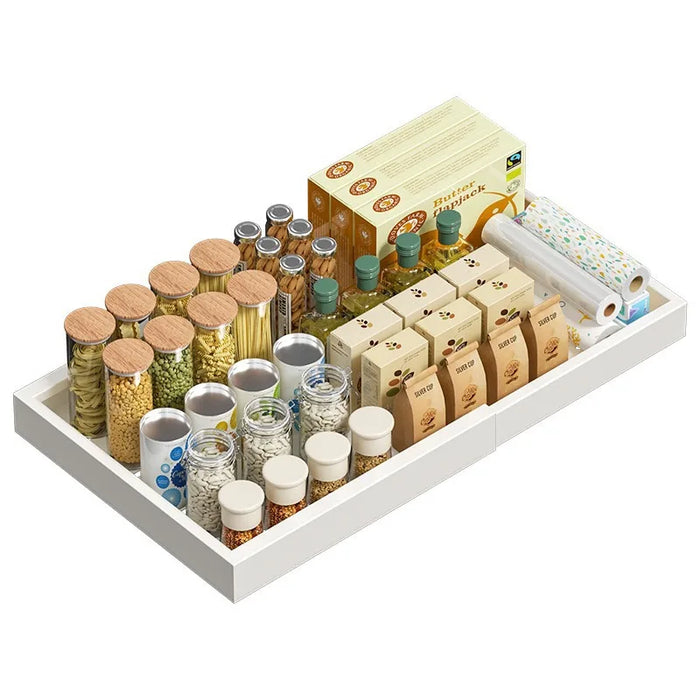 White-M Metal Kitchen Organizer with Pull-Out Slide Drawer