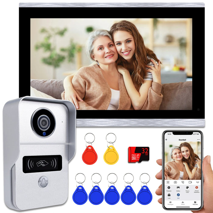 10" Touchscreen WiFi Video Doorbell with 32GB Recording