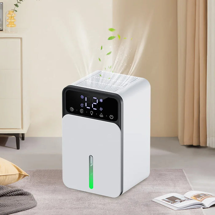 Portable White Dehumidifier with 1.6L Tank, Auto Shut Off, Timer & 7 Colour LED Night Light